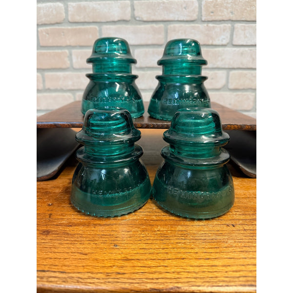 Vintage Aqua Teal Blue Hemingray No. 42 Glass Insulator Set of 4