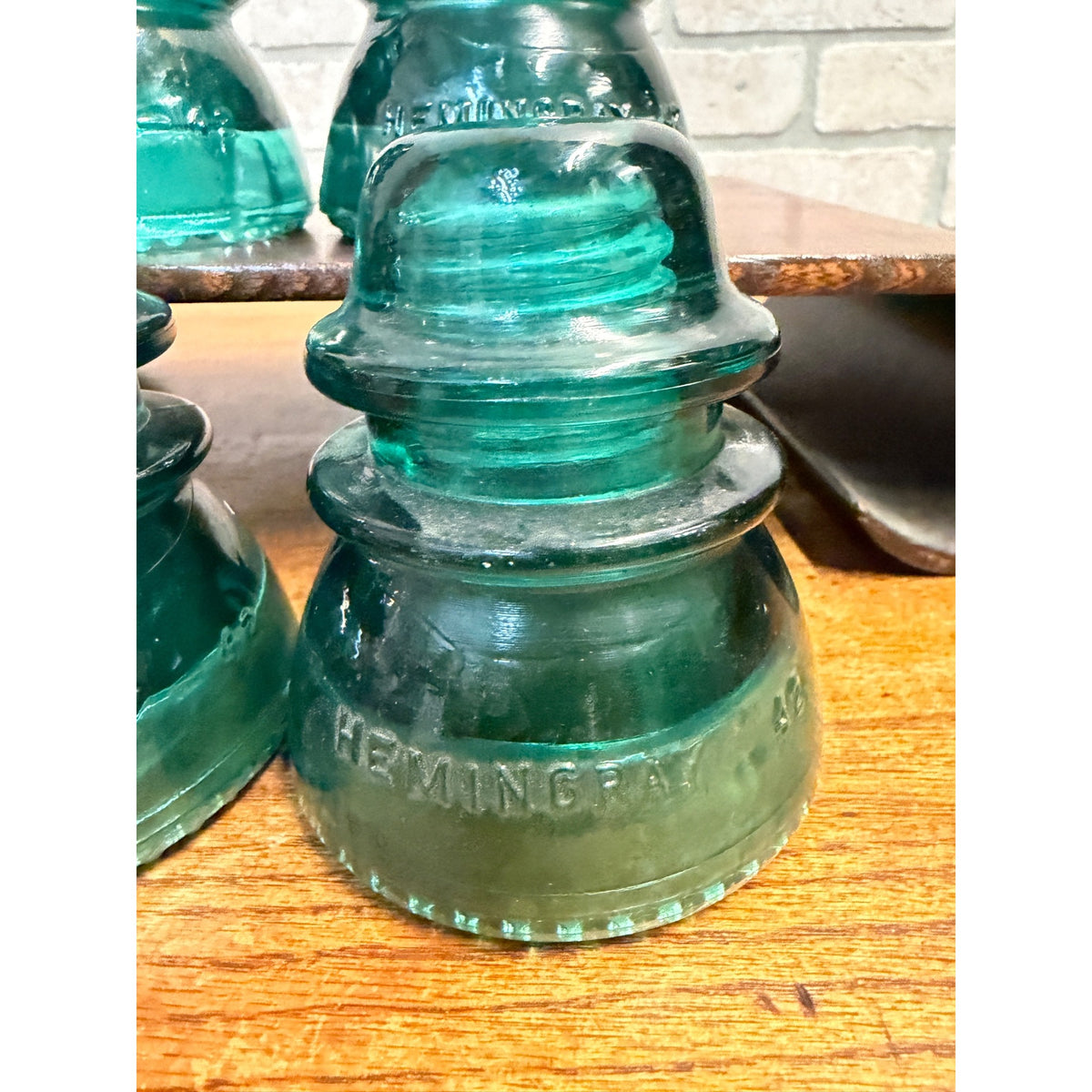 Vintage Aqua Teal Blue Hemingray No. 42 Glass Insulator Set of 4