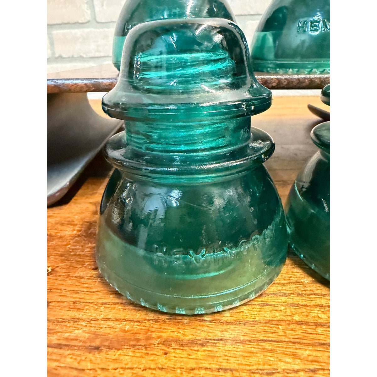 Vintage Aqua Teal Blue Hemingray No. 42 Glass Insulator Set of 4