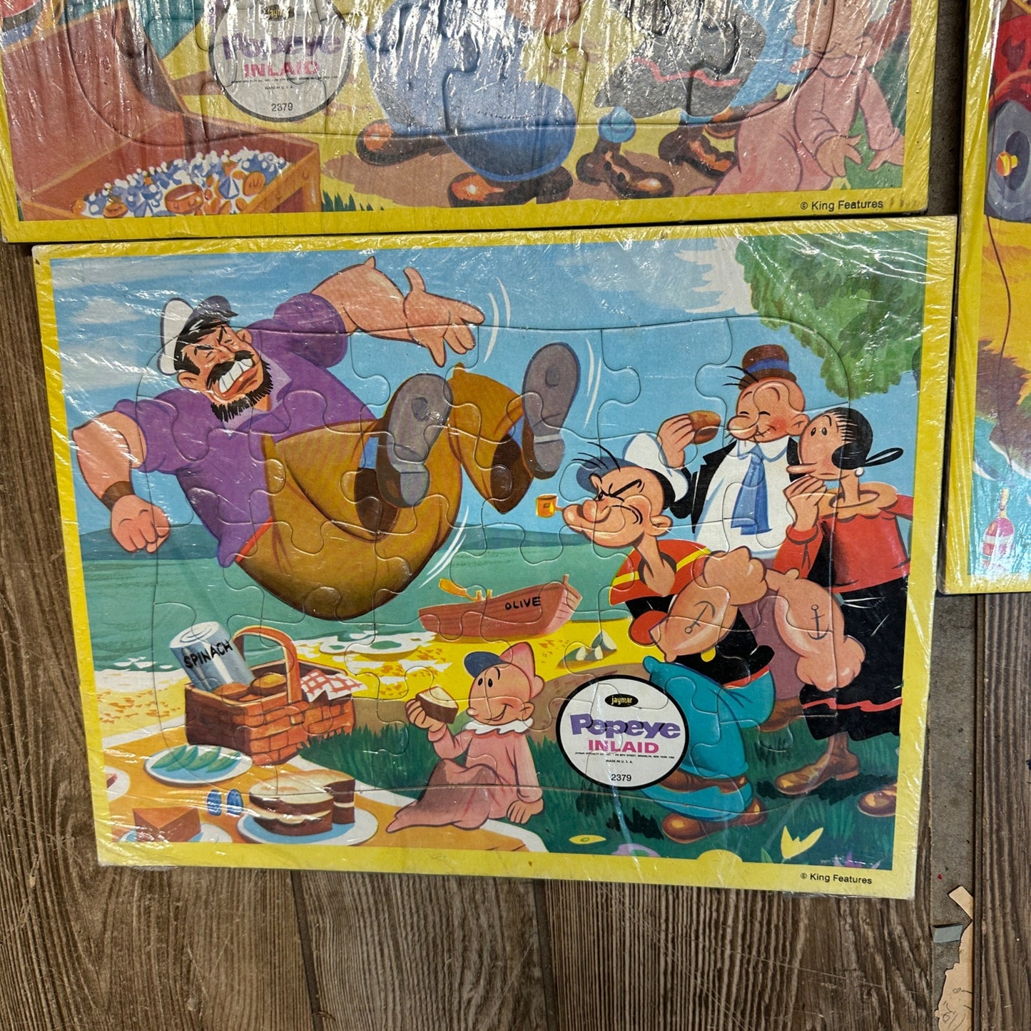 Vintage 1960s Popeye Cartoon Inlaid Tray Puzzles (3) - Jaymar Speciality Co.