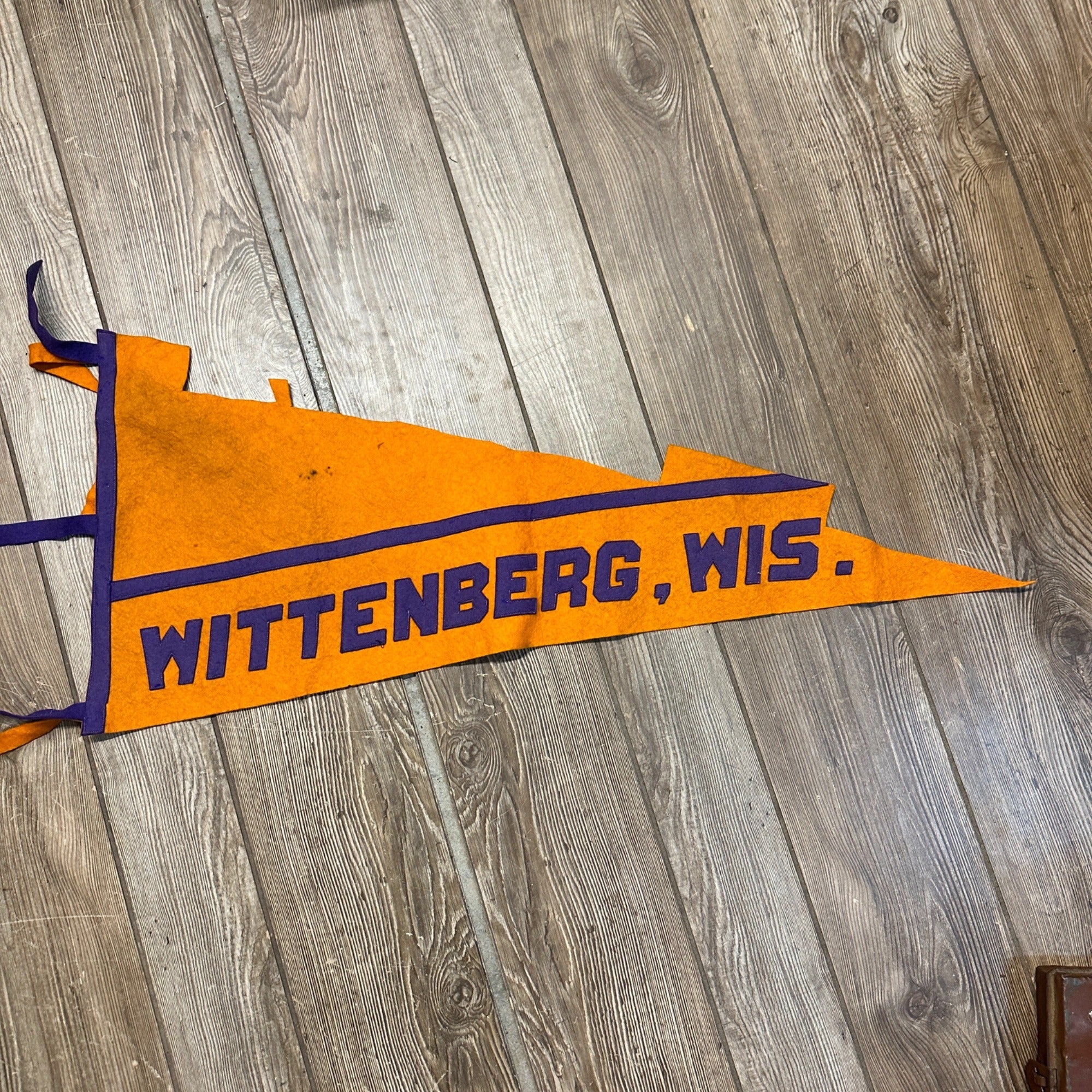 Vintage 1910s Wittenburg High School Wisconsin Early Sewn Felt Banner Pennant