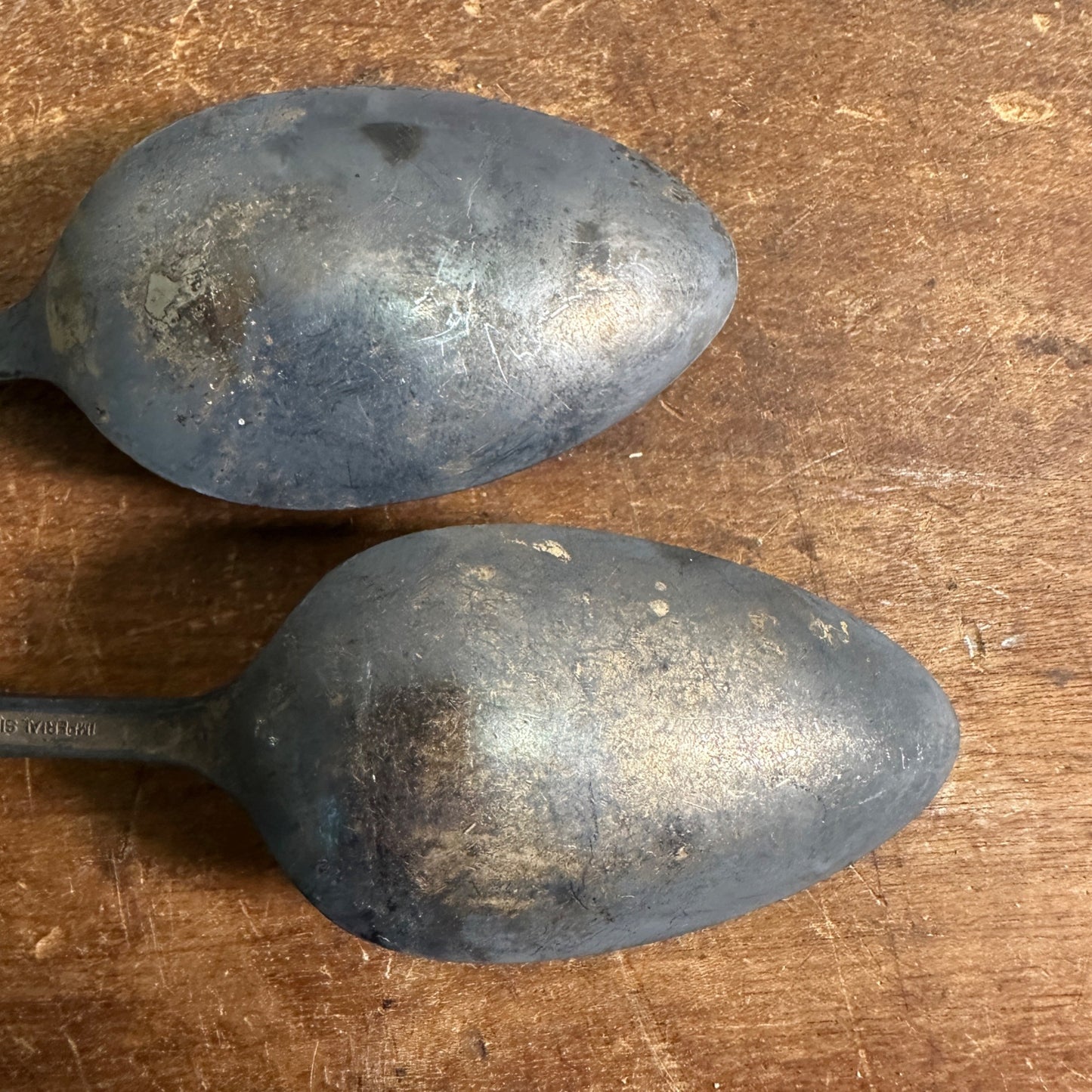 Original WWI / WWII USN Marked United States Navy Silver Plate Spoons Lot (2)