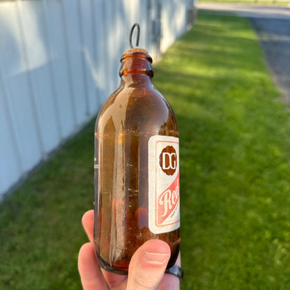 Vintage 1940s Red Stripe Lager Beer ACL Amber Brown Bottle Jamaica WIs Wisconsin