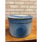 Antique Hull Stoneware Butter Crock Daisy Waffle Trellis Pattern Primitive