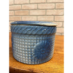 Antique Hull Stoneware Butter Crock Daisy Waffle Trellis Pattern Primitive