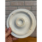 Antique Hull Stoneware Butter Crock Daisy Waffle Trellis Pattern Primitive