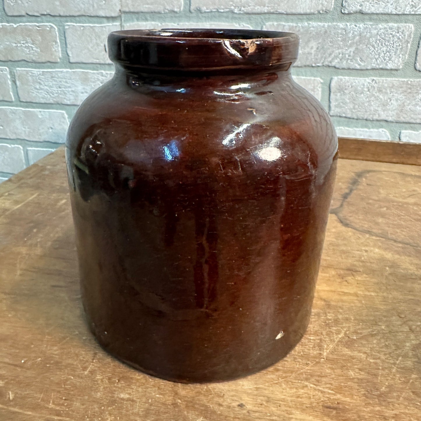 BROWN RED WING 7" PRESERVE JUG  MINNESOTA STONEWARE CO. RED WING, BOTTOM MARK