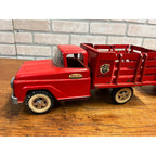 Vintage Tonka Farms Red Pressed Steel Farm Stake Truck & Trailer Toy