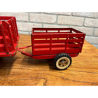 Vintage Tonka Farms Red Pressed Steel Farm Stake Truck & Trailer Toy