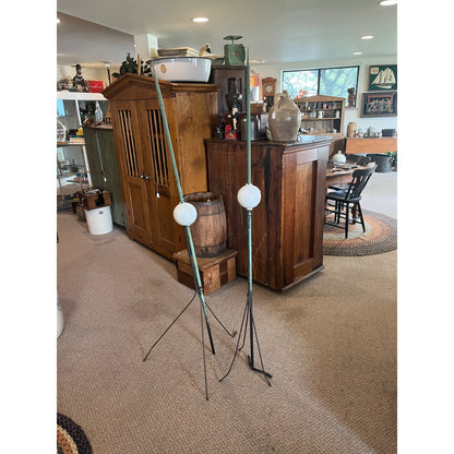 (2) Antique Lighting Rods w/ Glass globes Pair