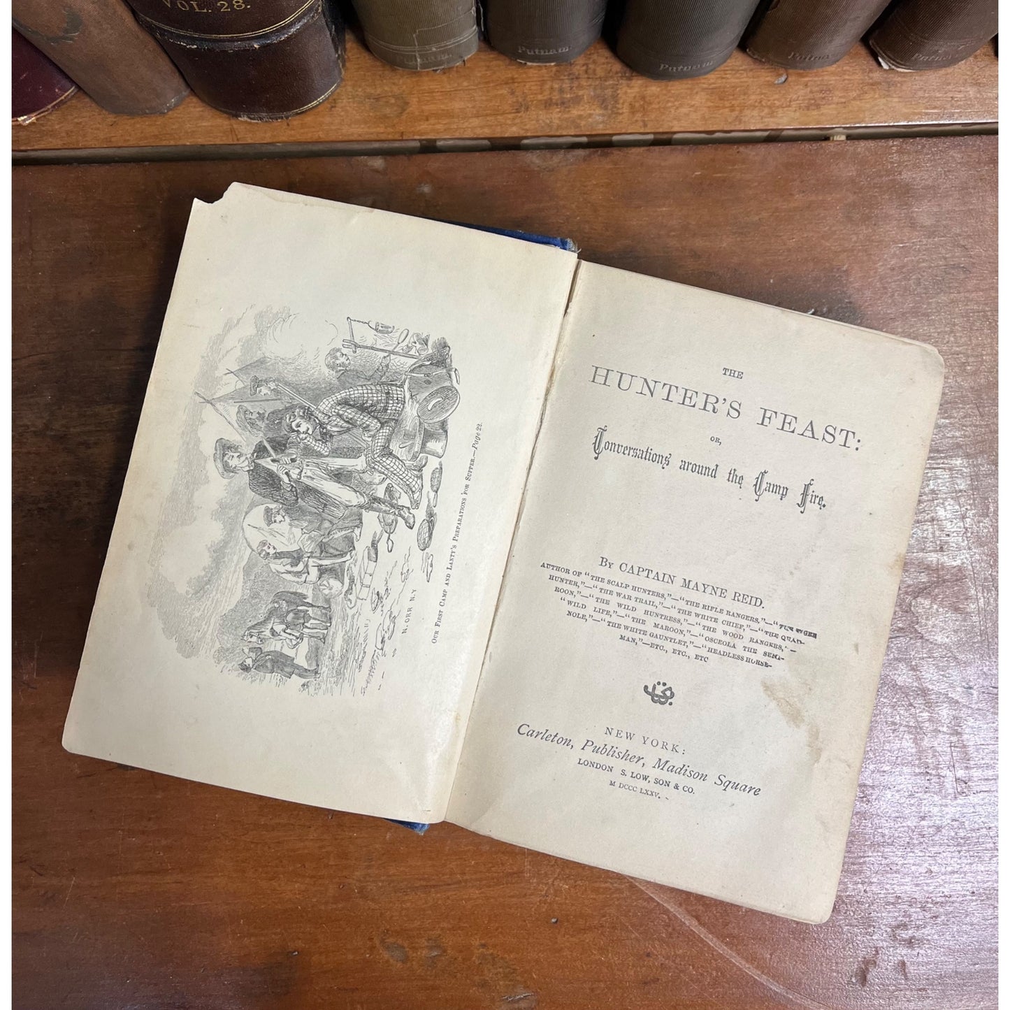 "The Hunter's Feast" Hardcover Book 1875 by Captain Mayne Reid