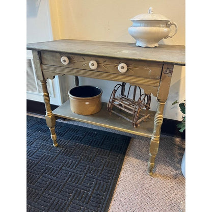 Vintage Gold Painted Wooden Side Entryway Table