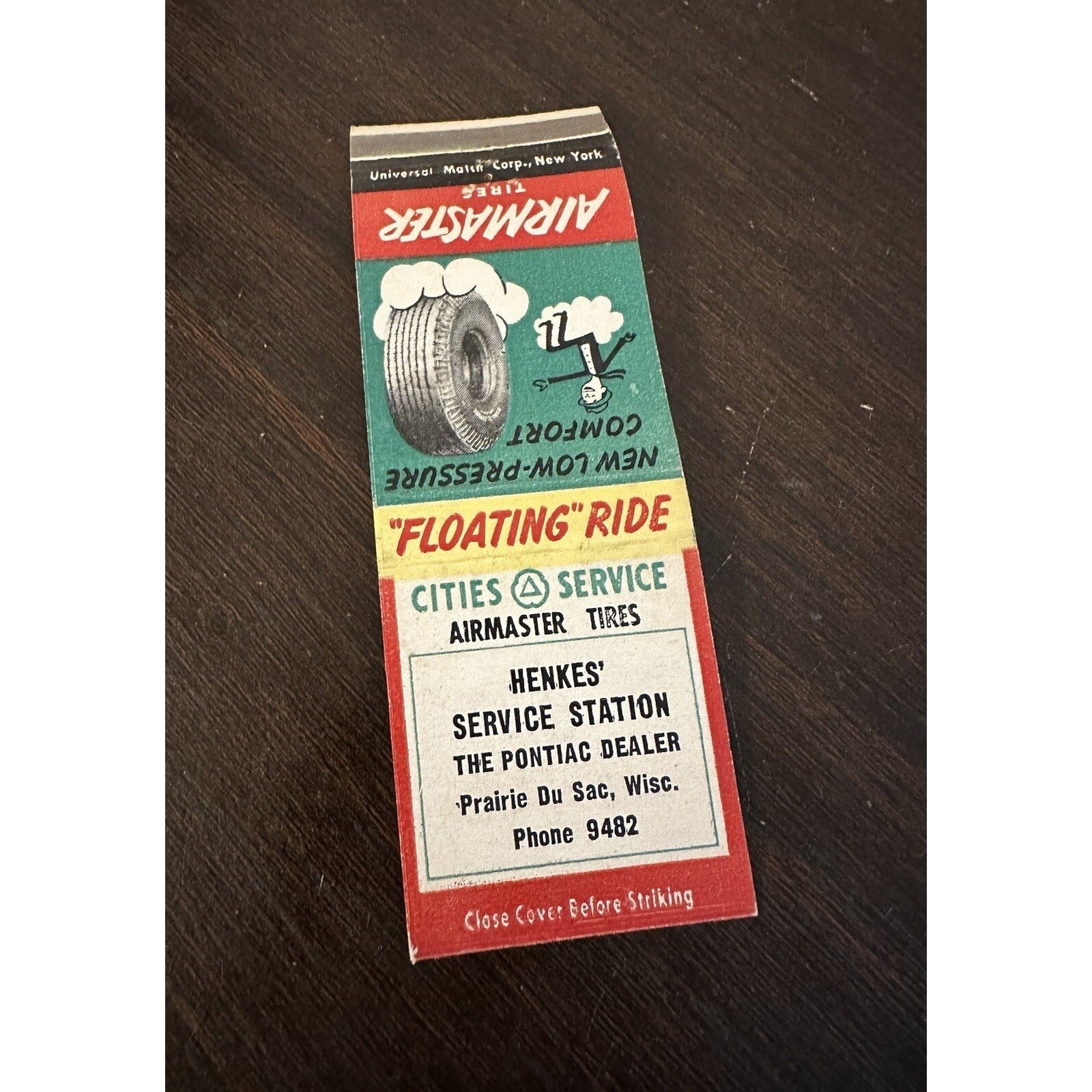 Vintage Henkes' Cities Service Station Advertising Matchbook Prairie Du Sac Wis