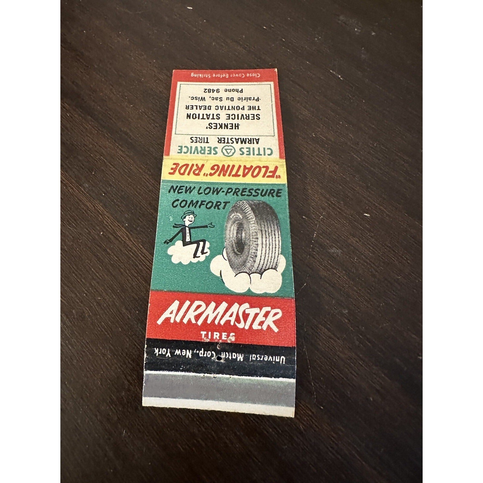 Vintage Henkes' Cities Service Station Advertising Matchbook Prairie Du Sac Wis