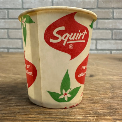 Vintage 4oz Squirt 1962 Soda Sample Soda Paper Wax Cup Advertising