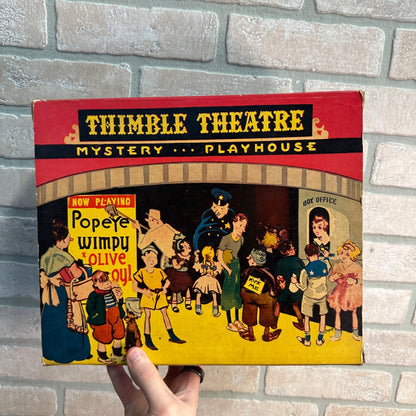 SCARCE 1939 Popeye Thimble Theatre Playhouse w/ Figures and Box