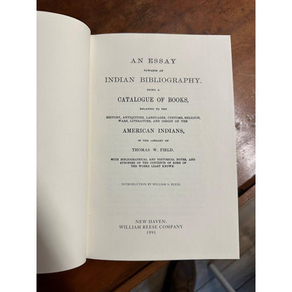 AN ESSAY TOWARDS AN INDIAN BIBLIOGRAPHY - IN LIBRARY OF THOMAS FIELD HC BOOK