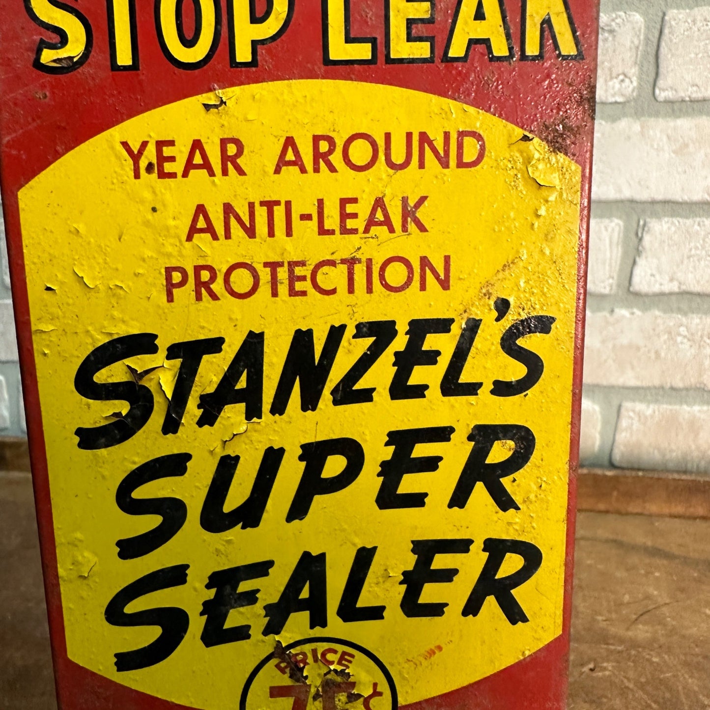 1920s Stanzel's Super Sealer Radiator Stop Leak Metal Wall Display Sign