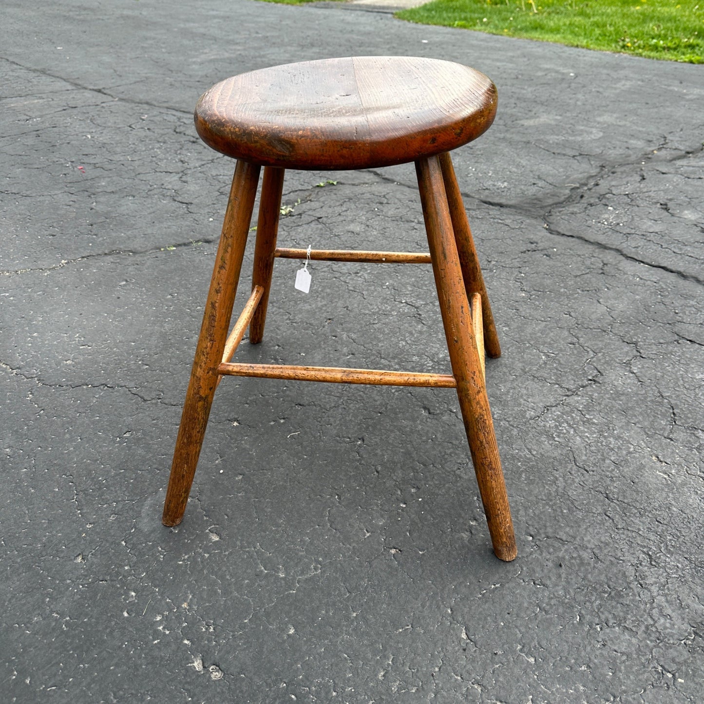 Antique 19th Century Wooden Industrial Drafter's Drafting Stool Chair
