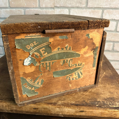 Antique Wooden Crate Box De Lands Chemical Baking Powder W/ Lid