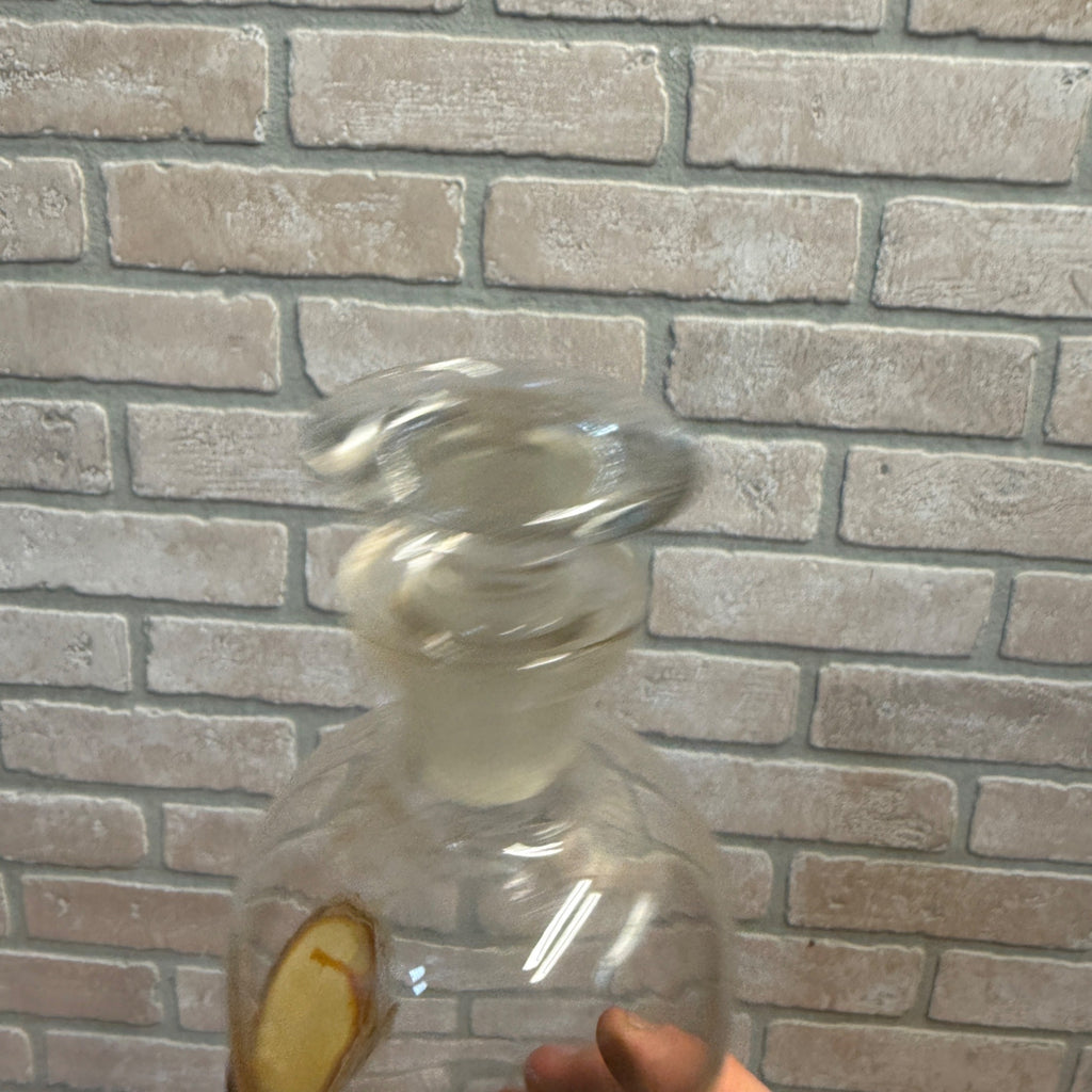 Vintage Glass Pharmacy Apothecary Bottle With Stopper and Glass Label Reading TR. Fer. Chlor. (Tincture of Ferric Chloride)