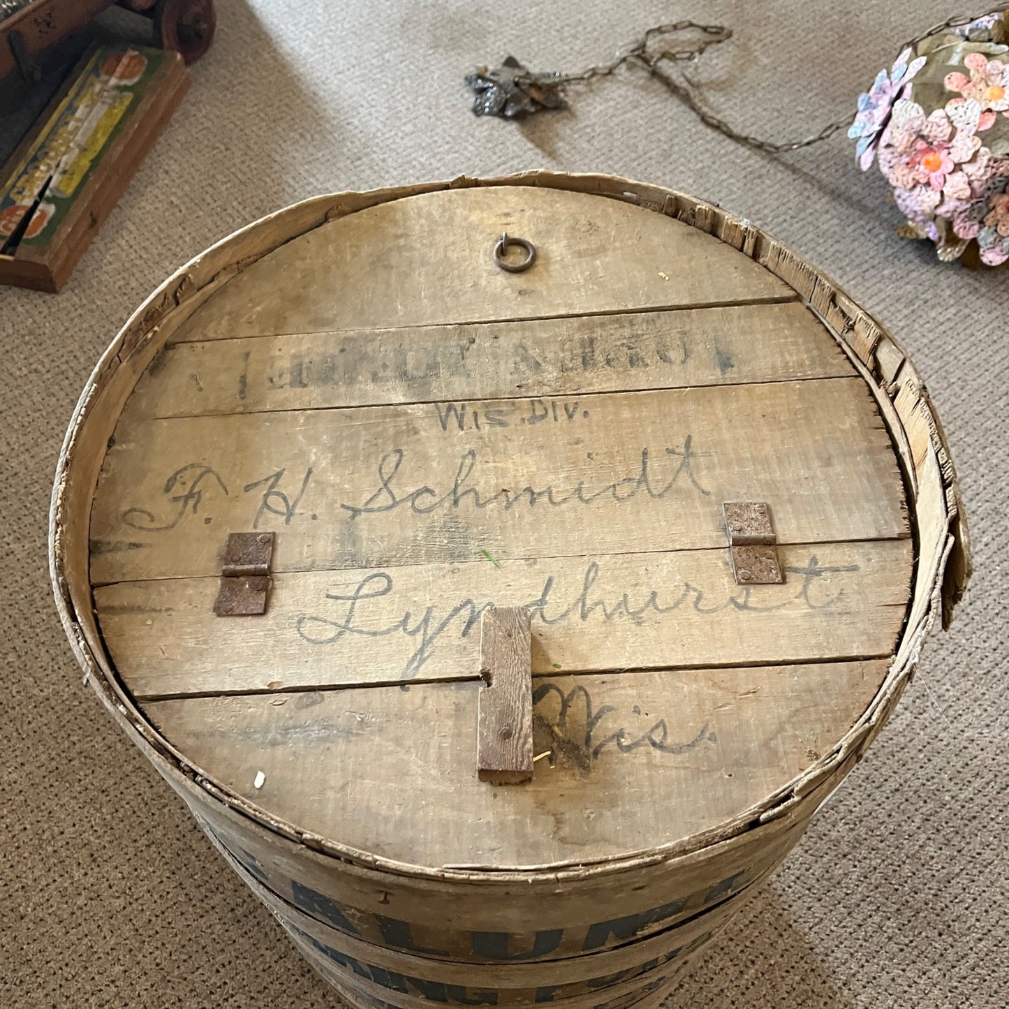 Antique Large Calumet Baking Powder Wooden Keg Rustic Primitive Decor