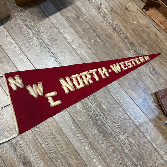 RARE Vintage Early 1920s Northwestern University Evanston Felt Pennant College