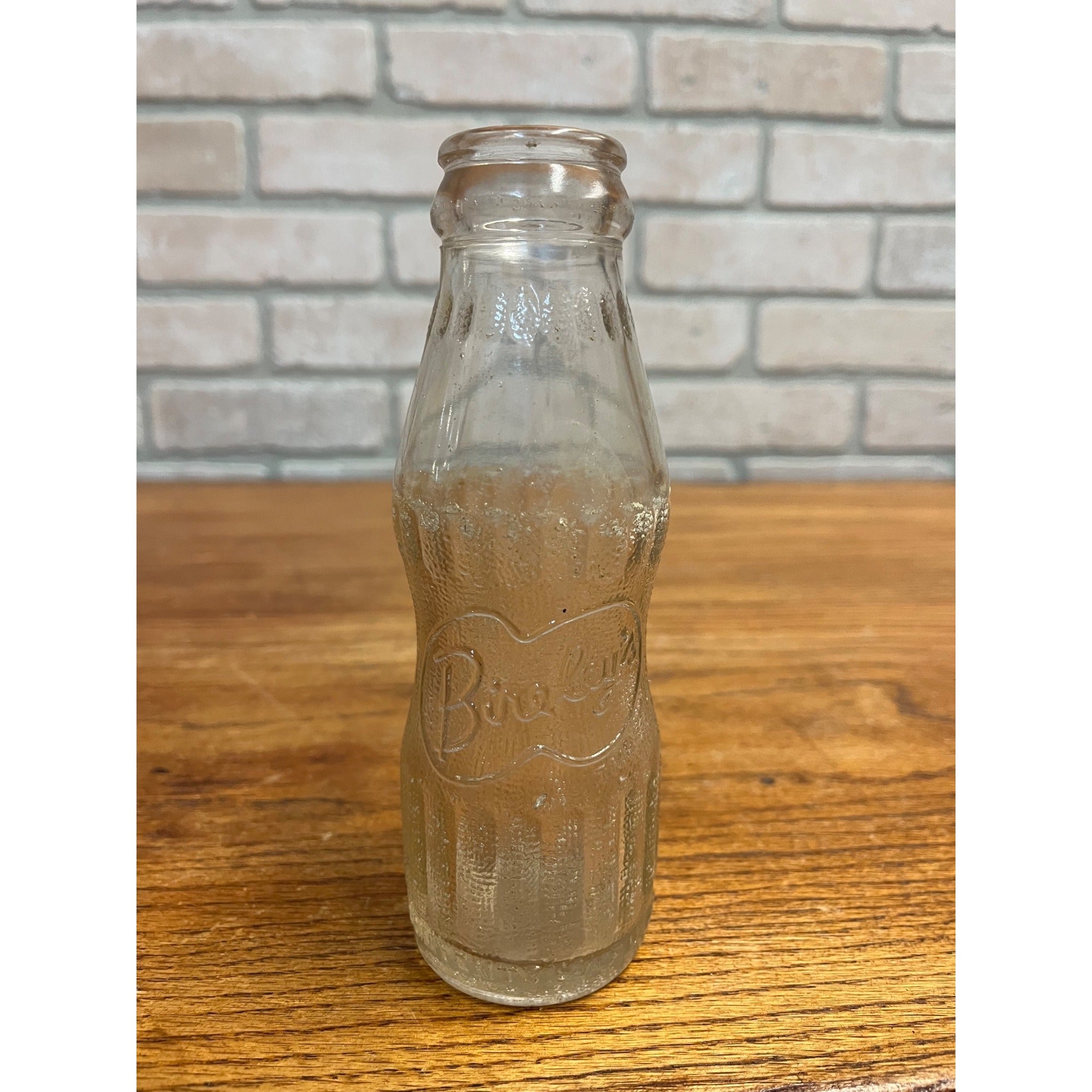 Vintage Clear Glass BIRELEYS 6-3/4 oz SIZE EMBOSSED SODA POP MILK or JUICE BOTTLE
