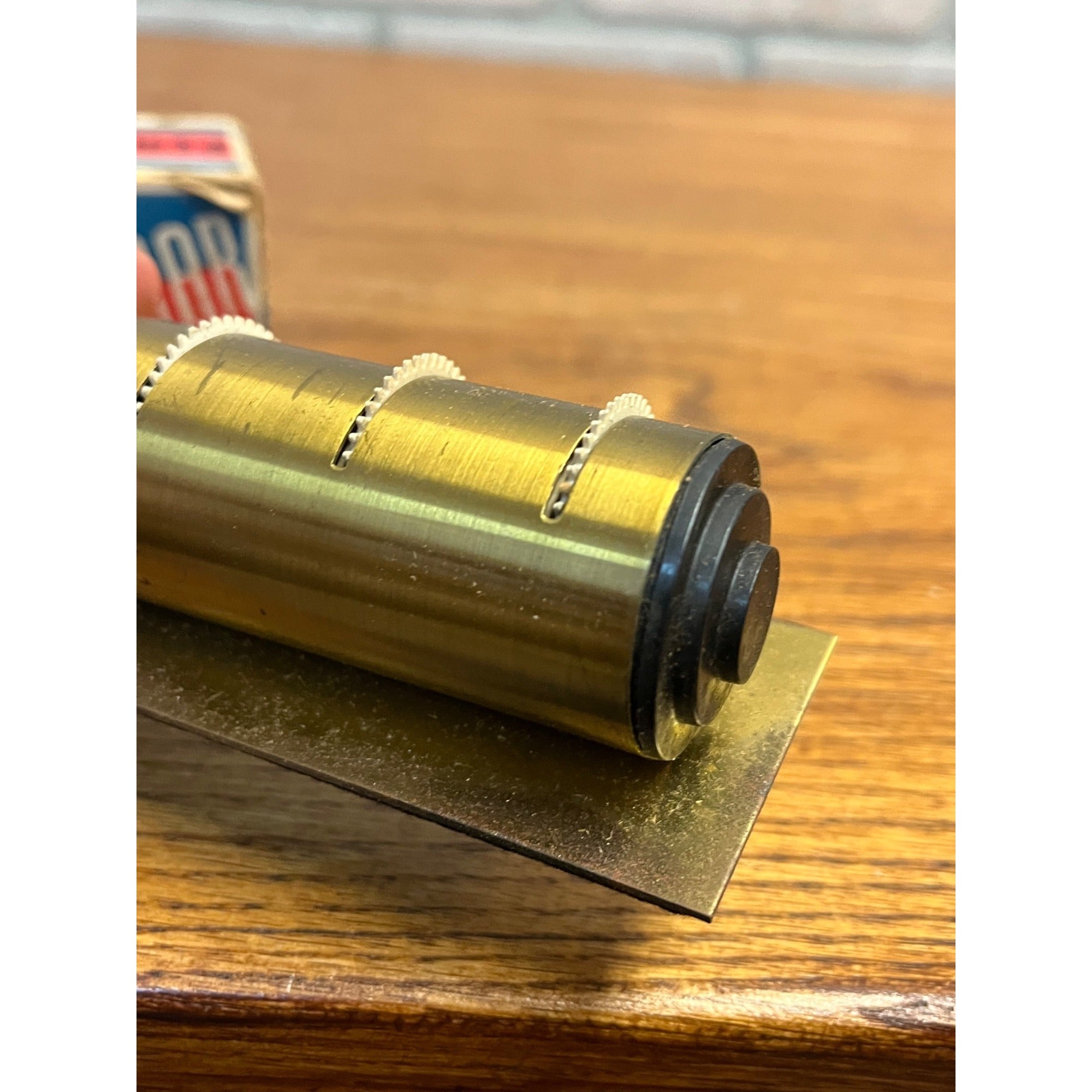 Vintage Adams Brass Metal Day & Month Perpetual Desktop Rolling Calendar w/ Box