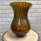 Vintage Mid Century Lamp Light Yellow Amber Hand Detailed Shade Fits 3-1/8"