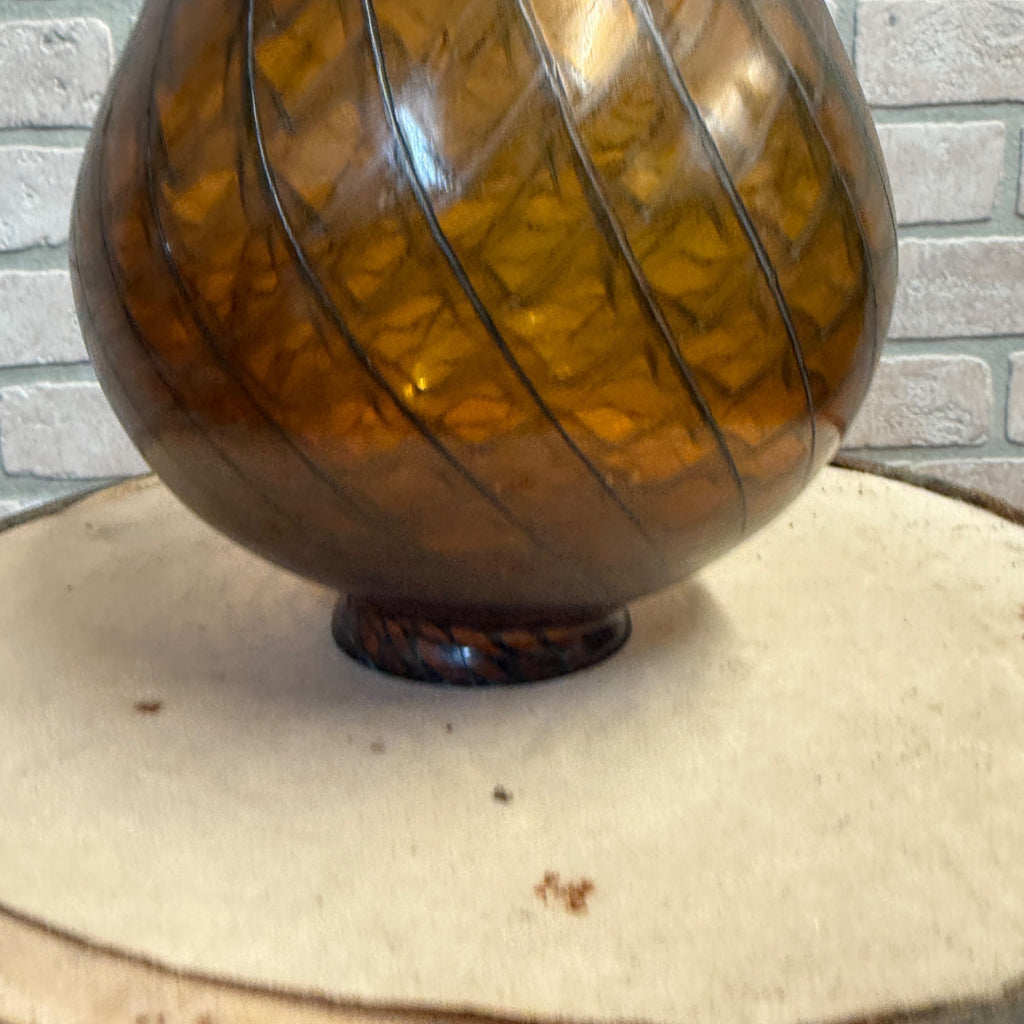 Vintage Mid Century Lamp Light Yellow Amber Hand Detailed Shade Fits 3-1/8"