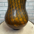 Vintage Mid Century Lamp Light Yellow Amber Hand Detailed Shade Fits 3-1/8"