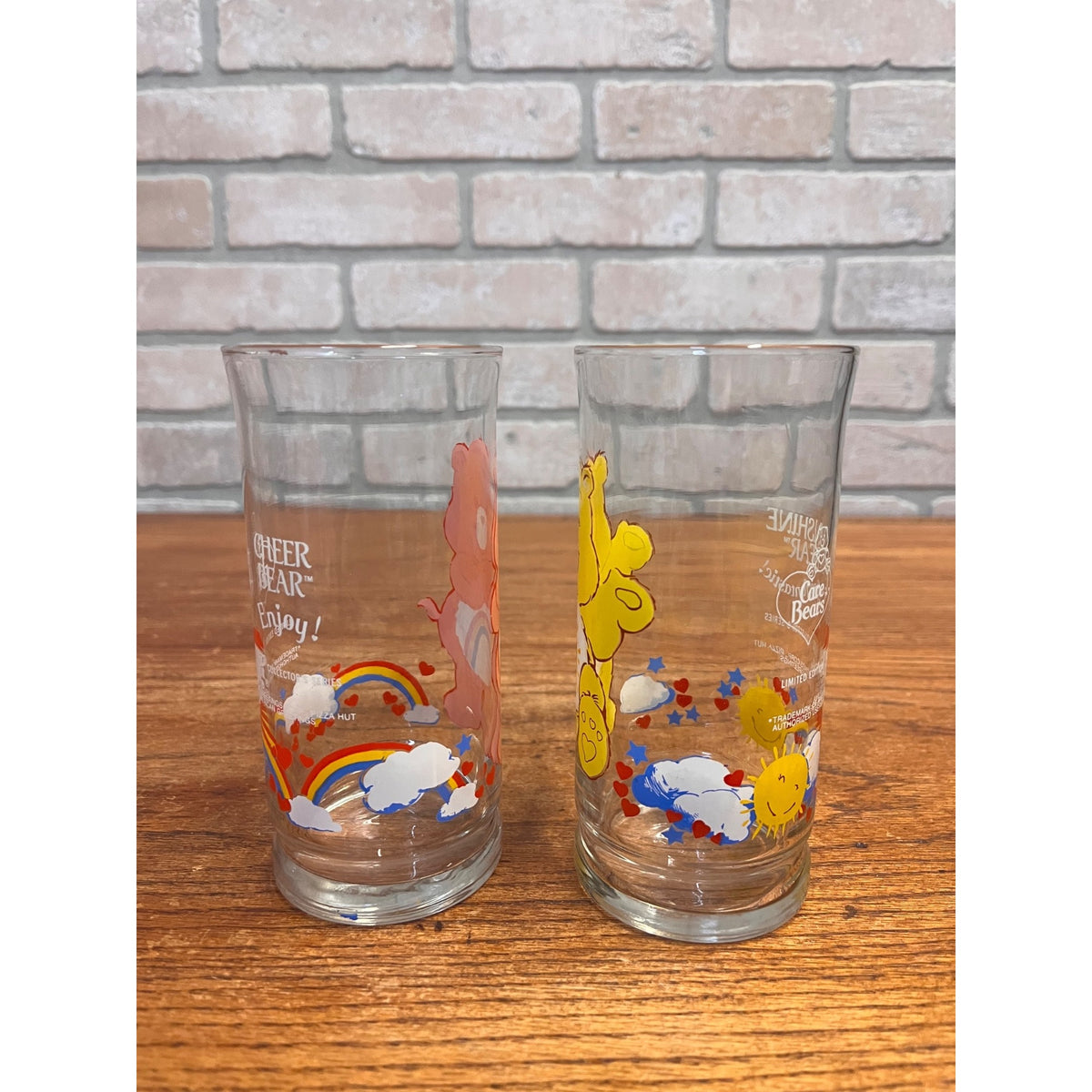 Vintage Care Bears Drinking Glass Lot (2) Pizza Hut Collector's Series 1983