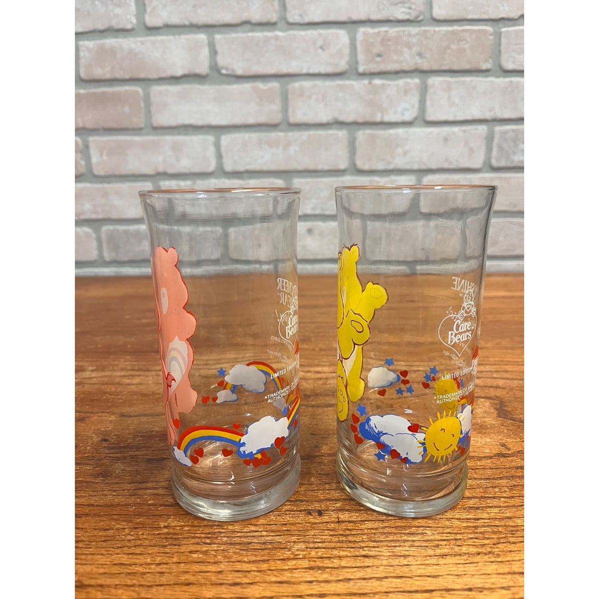 Vintage Care Bears Drinking Glass Lot (2) Pizza Hut Collector's Series 1983