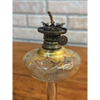 Antique 1860s Whale Oil Kerosene Glass Lamp Footed Stem German Burner Miniature