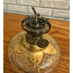 Antique 1860s Whale Oil Kerosene Glass Lamp Footed Stem German Burner Miniature