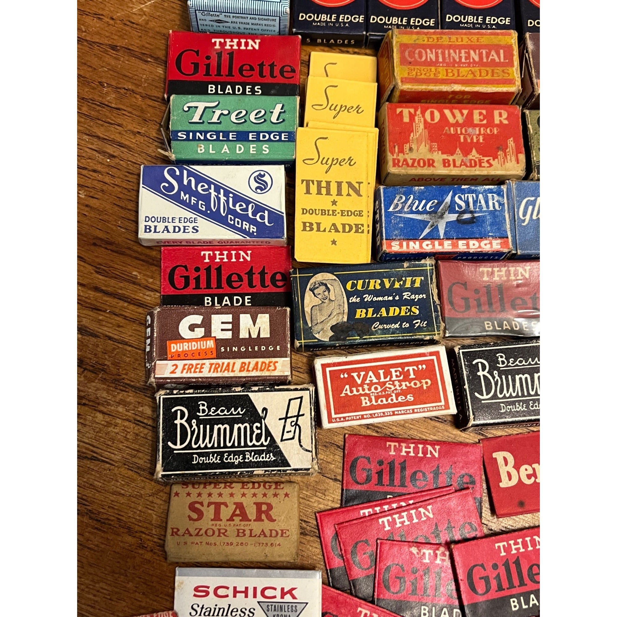 Vintage Shaving Blade Lot NEW NOS Packages Packets Gillette Marlin Gem Blu Strike