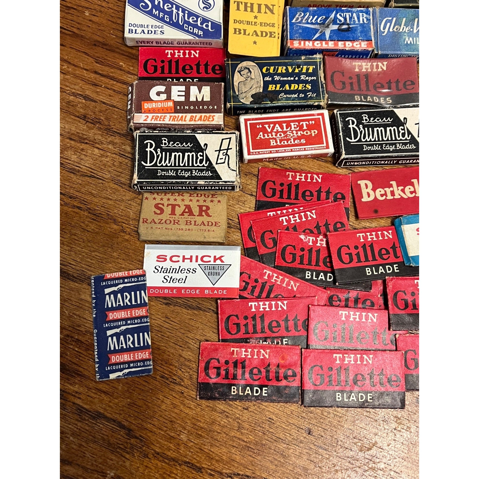 Vintage Shaving Blade Lot NEW NOS Packages Packets Gillette Marlin Gem Blu Strike