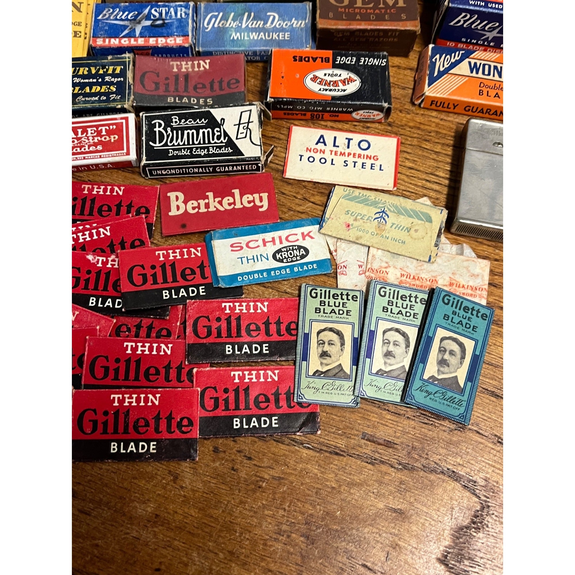 Vintage Shaving Blade Lot NEW NOS Packages Packets Gillette Marlin Gem Blu Strike