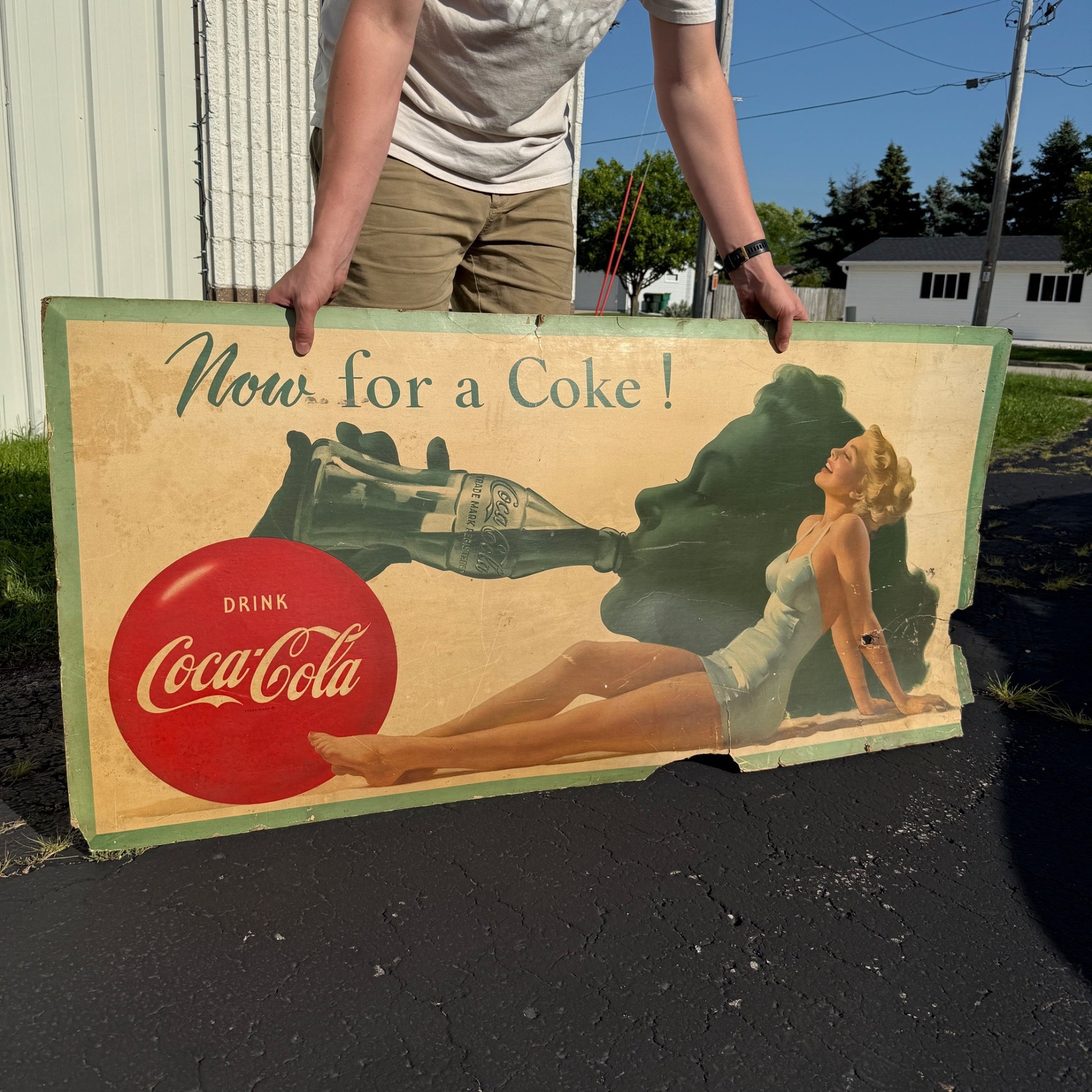Vintage Cardstock 1951 Coca Cola Soda Sign Now Lets Have A Coke Women
