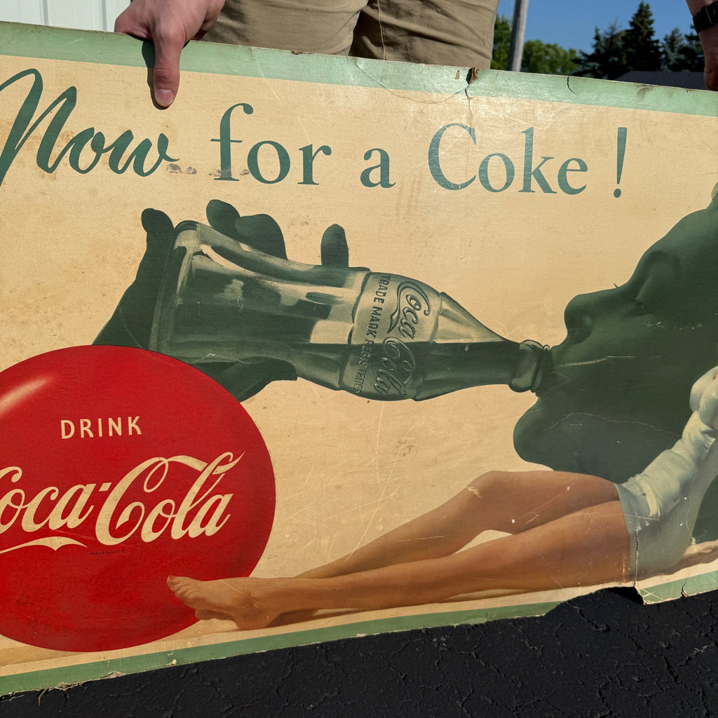Vintage Cardstock 1951 Coca Cola Soda Sign Now Lets Have A Coke Women