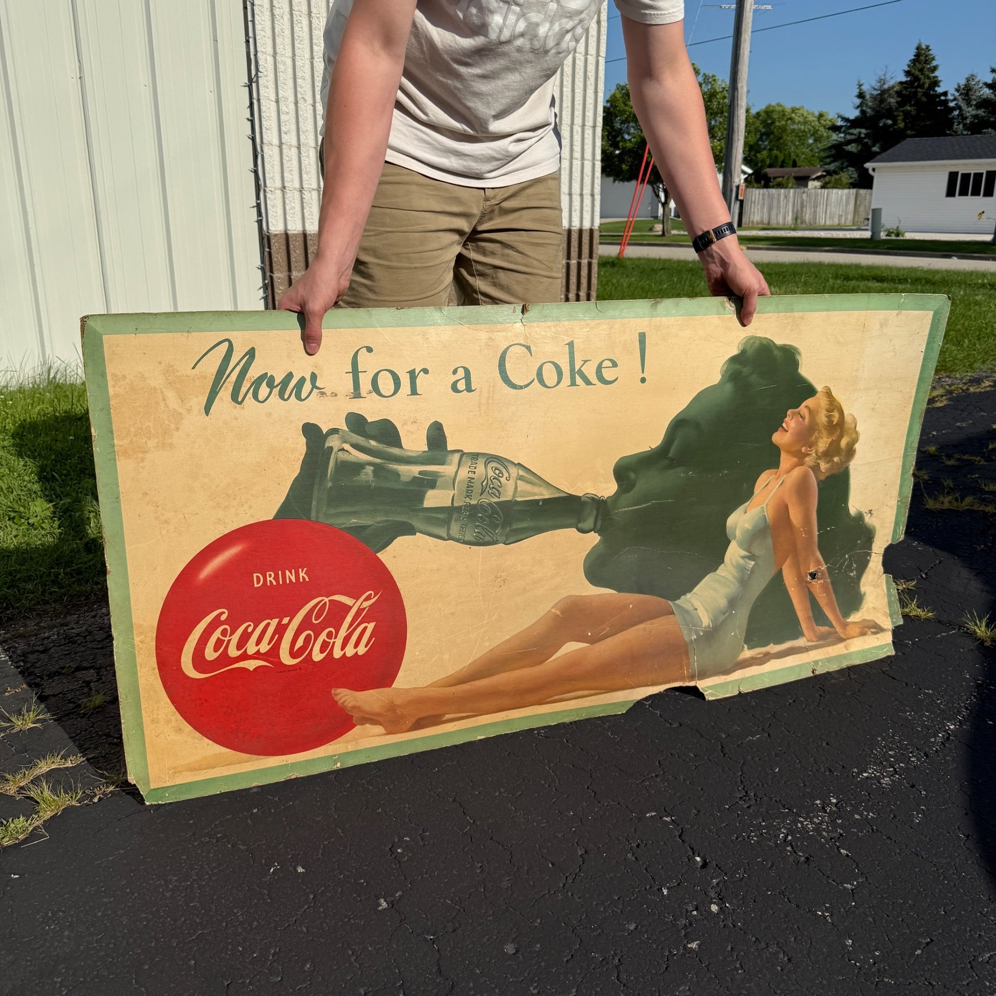 Vintage Cardstock 1951 Coca Cola Soda Sign Now Lets Have A Coke Women