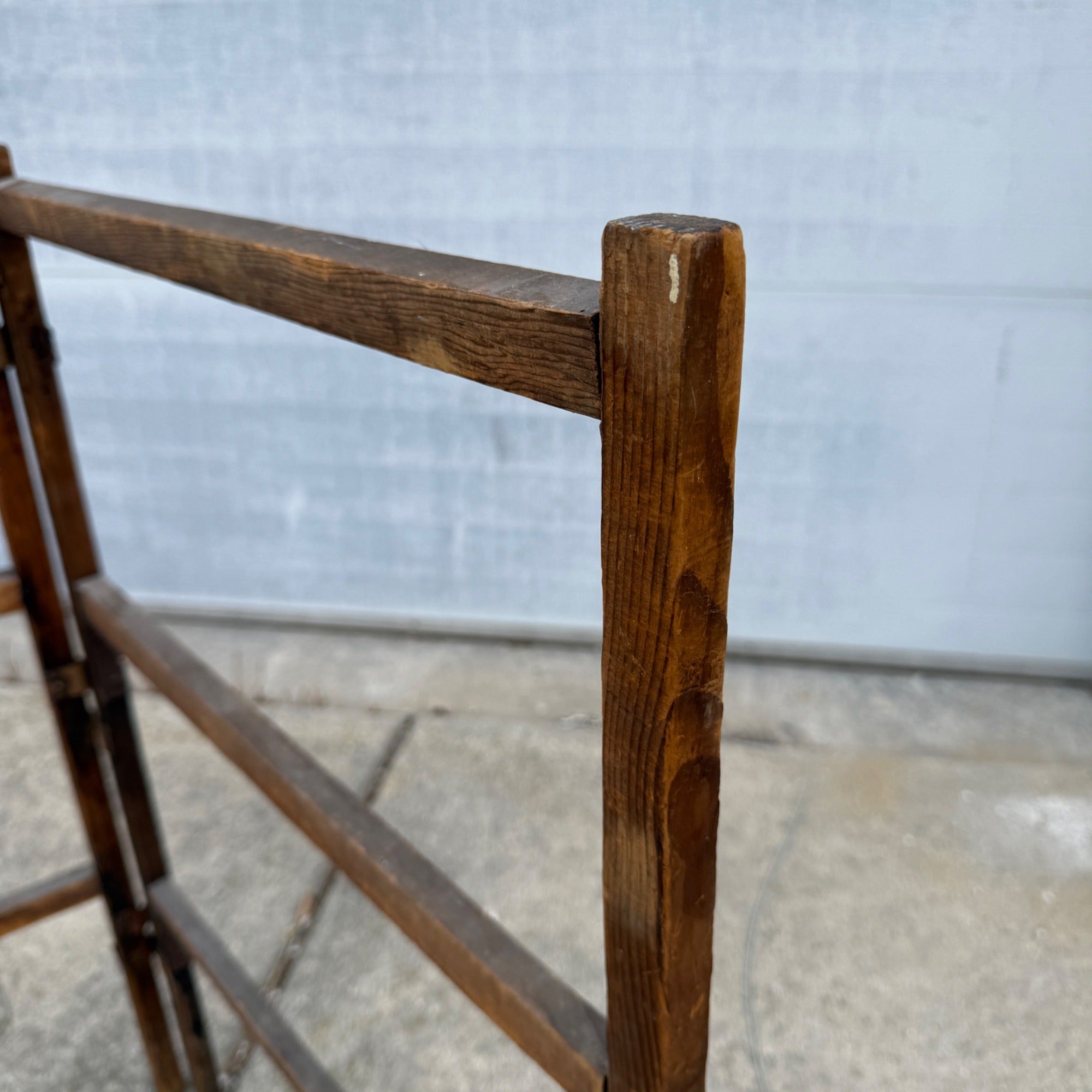 Antique Primitive 19th c. Wooden Fireplace Clothes Drying Rack Farmhouse Laundry
