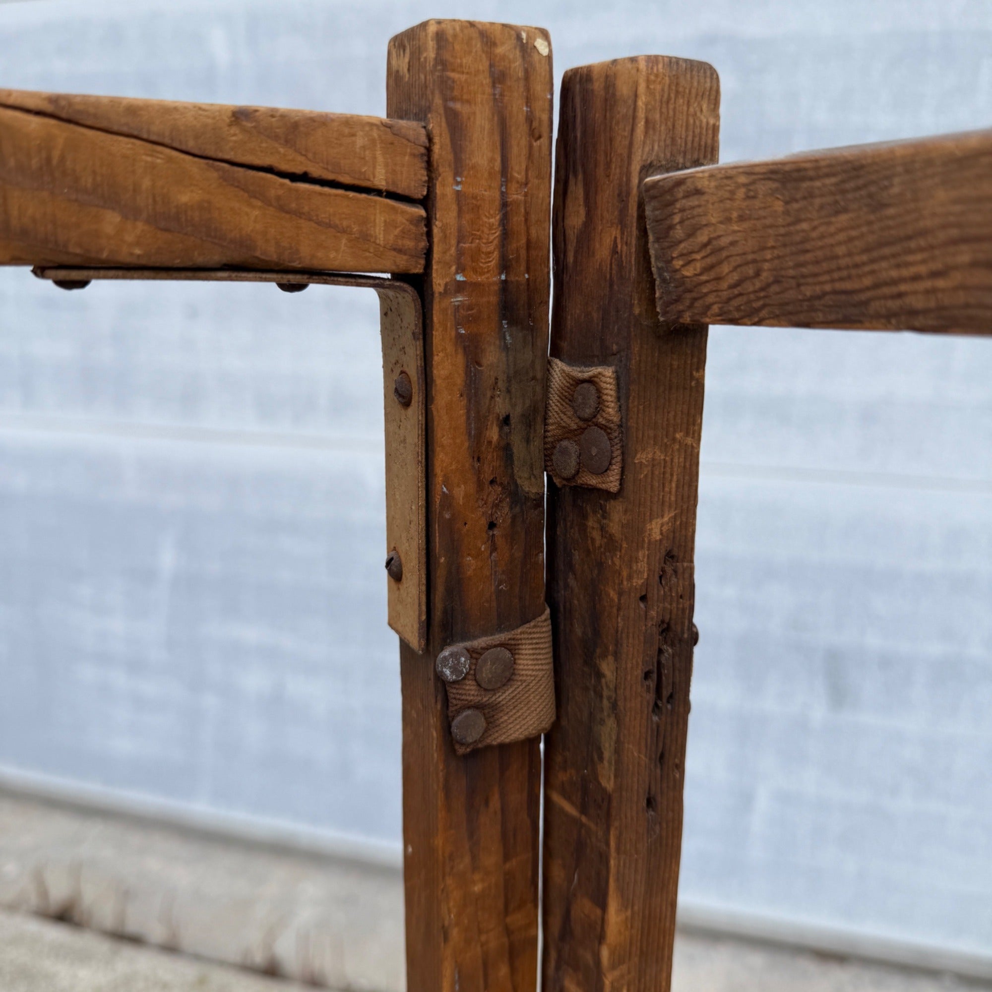 Antique Primitive 19th c. Wooden Fireplace Clothes Drying Rack Farmhouse Laundry