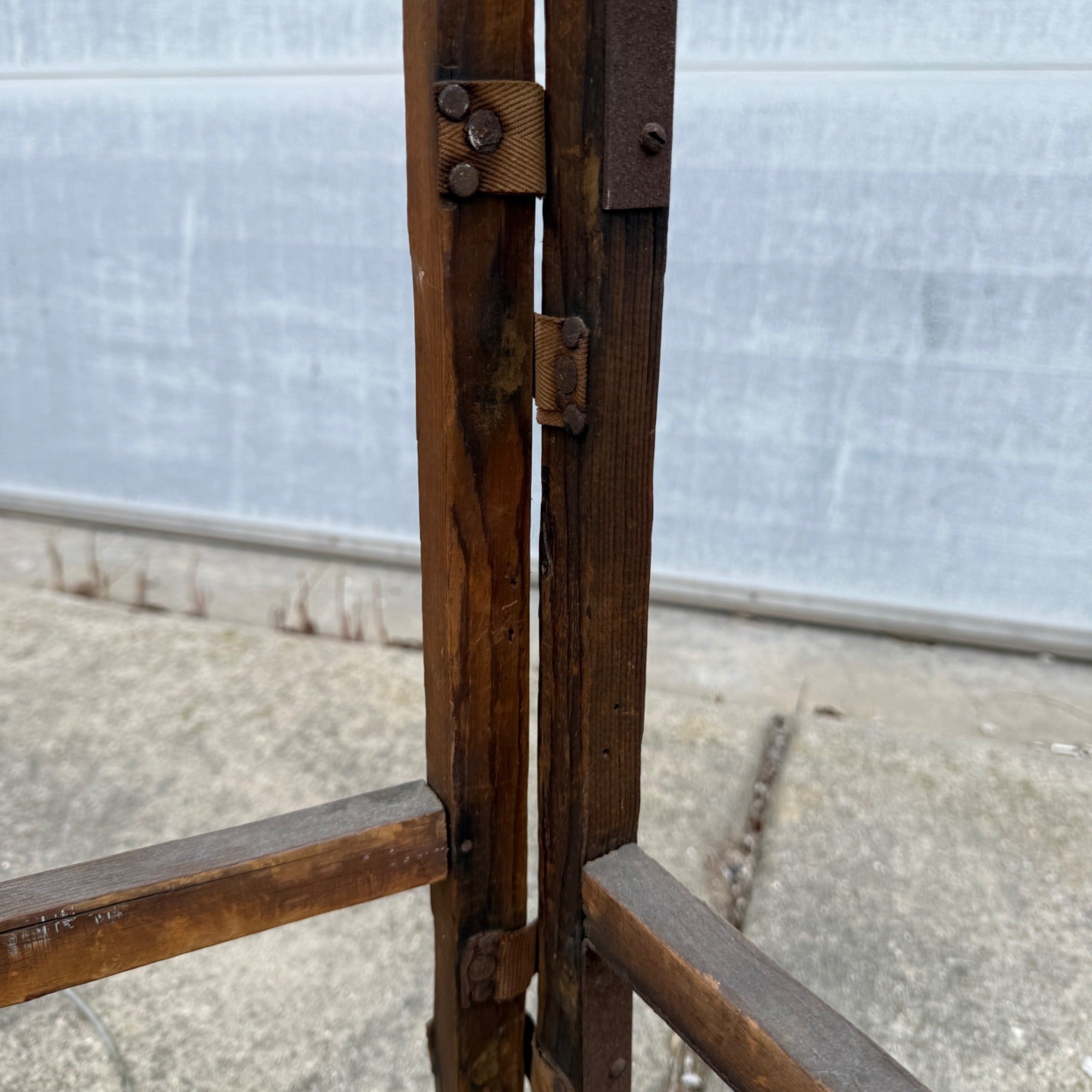 Antique Primitive 19th c. Wooden Fireplace Clothes Drying Rack Farmhouse Laundry