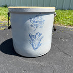 Vintage 5 Gallon Western Stoneware Lily Crock W/ Bail Handles