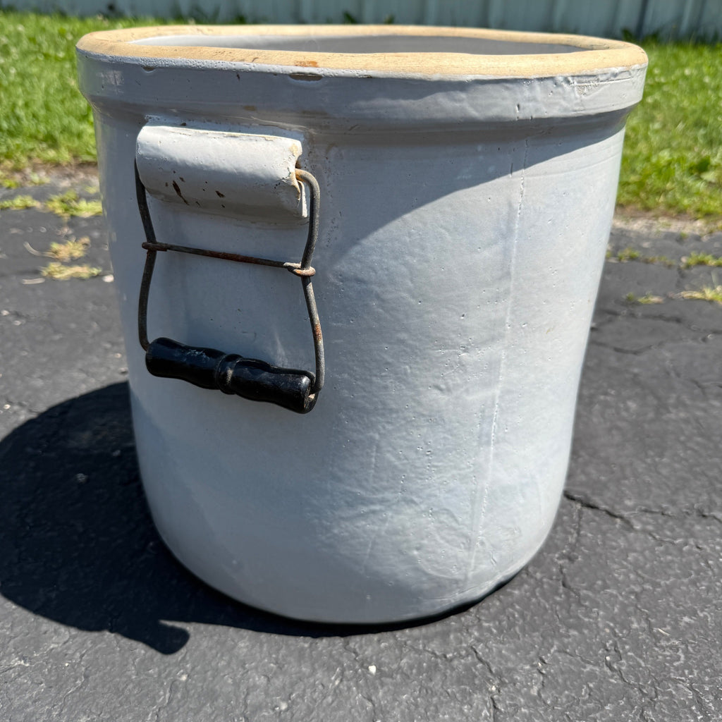 Vintage 5 Gallon Western Stoneware Lily Crock W/ Bail Handles