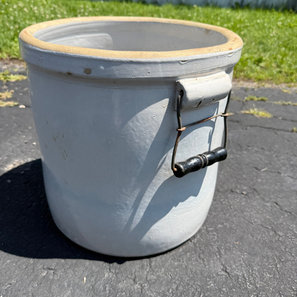 Vintage 5 Gallon Western Stoneware Lily Crock W/ Bail Handles