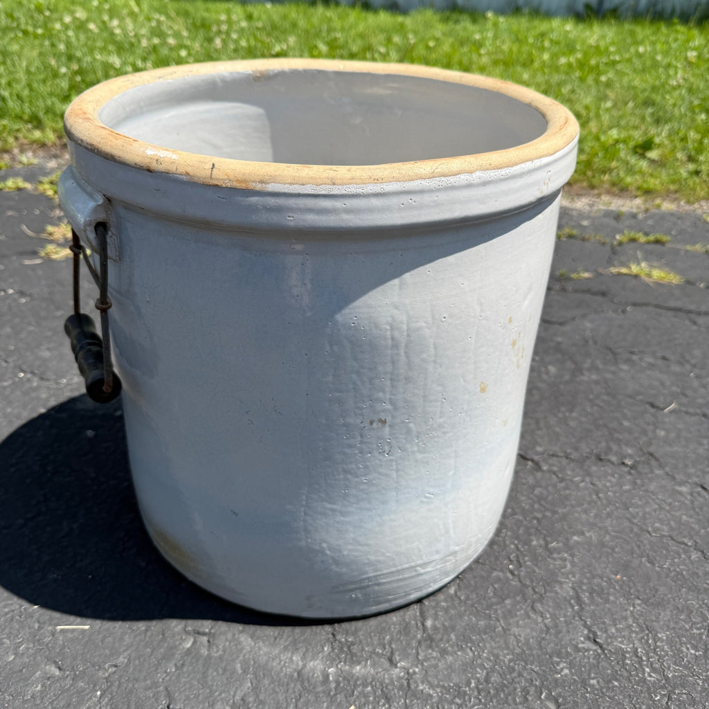 Vintage 5 Gallon Western Stoneware Lily Crock W/ Bail Handles
