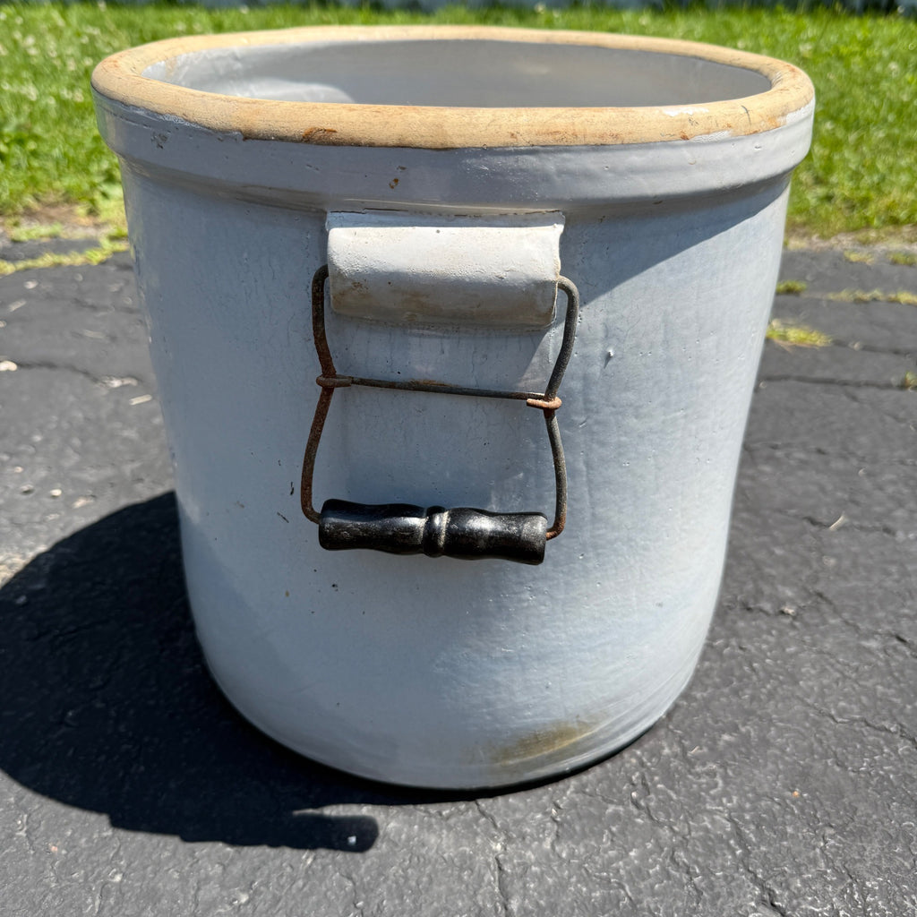 Vintage 5 Gallon Western Stoneware Lily Crock W/ Bail Handles